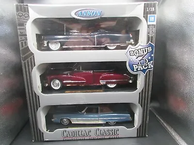 NOS Unopened Anson Cadillac Classic Bonus 3 Car Pack 1/18 Scale #60197 • £379.99