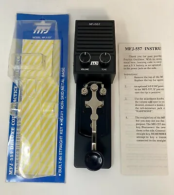 TESTED MFJ-557 Deluxe Morse Code Practice Oscillator Straight Key Heavy Non-Skid • $74.95