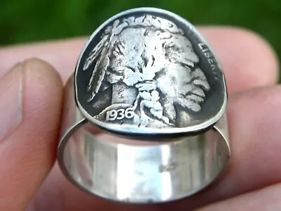 Signet Ring Authentic Buffalo Indian Nickel Coin .925 Sterling Silver Customize  • $84