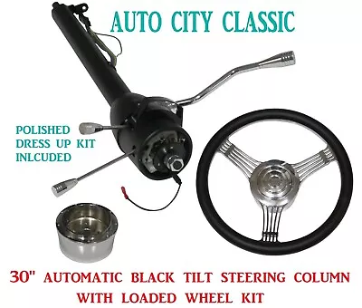 30  Street Hot Rod Stainless Tilt Steering Column Automatic Black & Banjo Wheel • $299