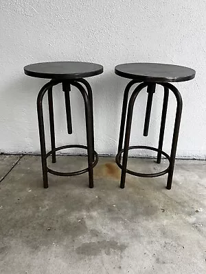 Set Of 2 Vintage Industrial Metal Stools (Free Shipping) • $275