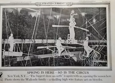 April 9 1934 Illus News Poster The Daring Flying Wallenda Family Circus Act • $37.77