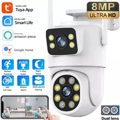 8MP 4K Wifi Camera Dual Lens  Security Outdoor Night Vision PTZ Wireless • $52.70