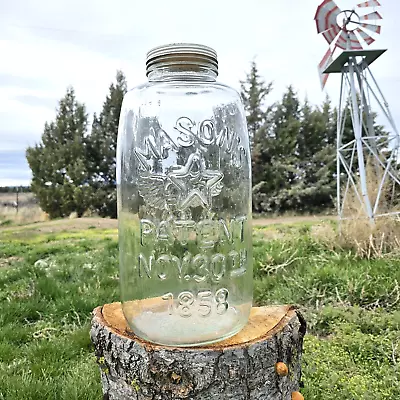 5 Gallon Mason's Eagle Star Glass Pickle Jar W / Lid Nov. 30th 1858 18.5  Tall • $114.99