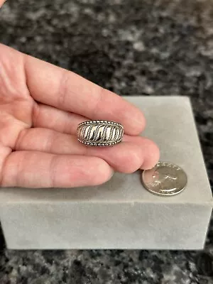 Judith Ripka Sterling Silver Beaded Stripe Rope Dome Wave Band Ring Size 8.25 • $59