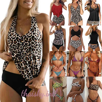 $22.32 • Buy Leopard Print  Bikini Sets Women Push-up Padded Bra Swimwear Swimsuit Beachwear
