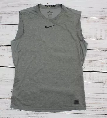 Nike Dri-fit L Men’s Pro Sleeveless Fitted Training Tee Shirt Heather Grey • $16