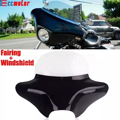 Batwing Fairing Clear Windshield For Harley Touring Road King Glide Softail Dyna • $417.34