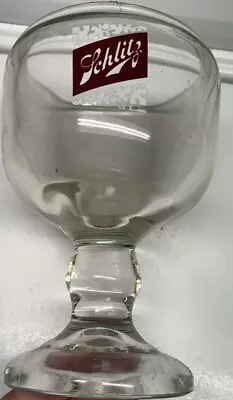 SCHLITZ ~ Beer  Stemmed Goblet - Heavyweight Glass - Vintage • $12