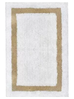 Simply Vera Wang Signature Plush Cotton Bath Rug White With Beige Border 24x40 • $42.88
