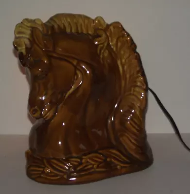 Vintage TV Lamp H-L S00 Horse Head Lighted Vase Planter Brown Ceramic Figurine • $125
