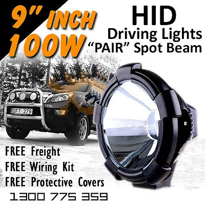 HID Xenon Driving Lights - 9 Inch 100w PRO Spot Beam 4x4 4wd Off Road 12v 24v • $325.55