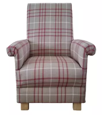 Laura Ashley Fabric Adult Chairs Armchairs Accent Keynes Cranberry Check Nursery • £229.99