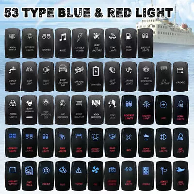 BLUE & RED Dual LED Rocker Switch ON OFF 5 Pin Car Boat Marine 4X4 4WD 12V • $9.89