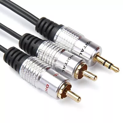 3.5mm Stereo Jack To 2x RCA Twin Phono Cable TV PC Phone Aux Audio - 3M • £3.23