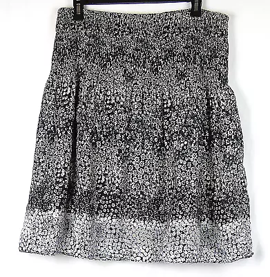 NEW NWT Max Edition Black & Gray Floral Lined Smocked-Waist Knee Length Skirt XL • $23.76