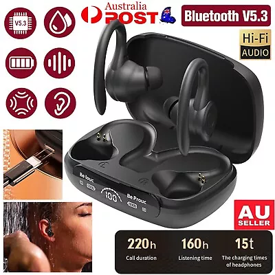 Wireless Bluetooth Earphones Headphones Sport Gym Earbuds With Mic Sweatproof AU • $21.99