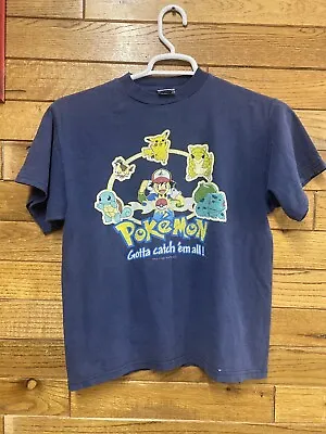 Vintage 1990s Nintendo Pokemon Blue T-Shirt  Size Youth XL Gotta Catch 'Em All • $80