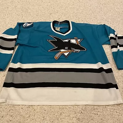 Vintage San Jose Sharks CCM Maska Hockey Jersey Size Large Teal NHL See Descrip • $49.99