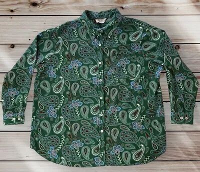 MAINSTREET BLUES Green Paisley Button Up Ultra Soft One Size *READ DESCRIPTION* • $12.74