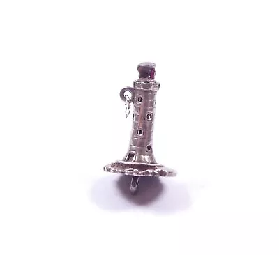 Vintage Silver Lighthouse Charm Sterling Silver Gem Set 3.3g  • £20