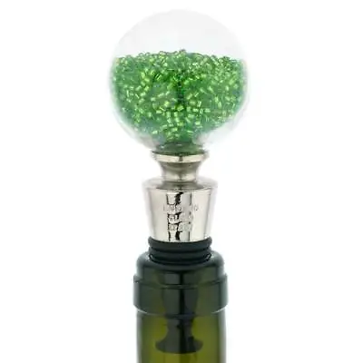 GlassOfVenice Murano Glass Sparkly Beads Bottle Stopper - Green • $69.95