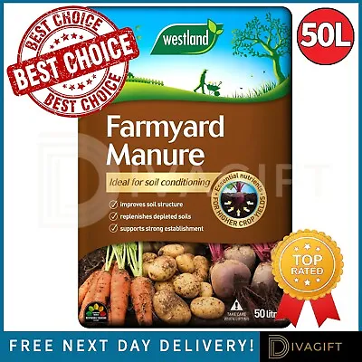 Westland Farmyard Manure 50l Fertiliser Compost Essential Crop Soil Conditioner • £14.99