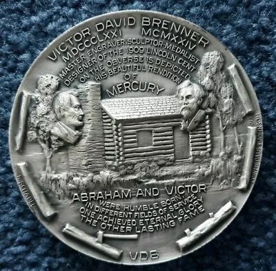 1961 Victor David Brenner Silver Medal With Unc 1909-vdb Cent In Custom Holder • $500