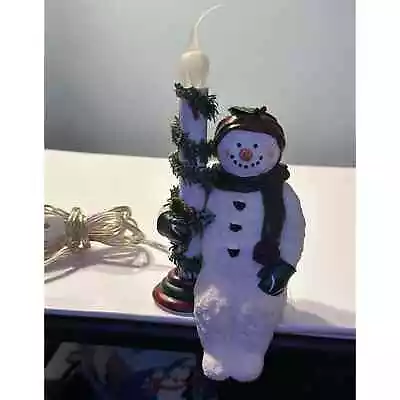 Vintage Ledge Sitting Snowman Statue W/ Candle Light Plugs In- Tested & Works! • $19.98