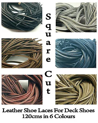 £3.95 • Buy Flat Square Leather Laces Deck Shoes Boots Thongs-3MM 120CM