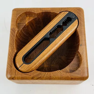 $199.99 • Buy Vintage Nissen Digsmed Denmark Square Wood Bowl & Nutcracker Danish Teak MCM