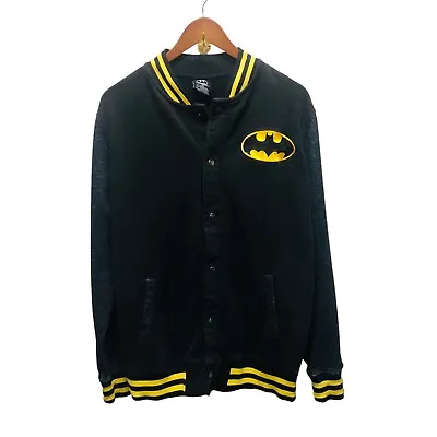 $10.99 • Buy Batman Jacket Varsity Stripe Snap Button Up Official DC Comics Letterman Medium