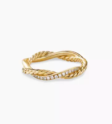 David Yurman Petite Infinity Ring 18K Yellow Gold Diamonds 4mm Size 9 Ret $1350 • $1000