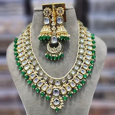 Indian Bollywood Gold Plated Kundan Choker Bridal Necklace Earrings Jewelry Set • $31.67