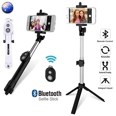 Universal Tripod Bluetooth Telescopic Handheld Selfie Stick Phone Holder Remote • $11.50