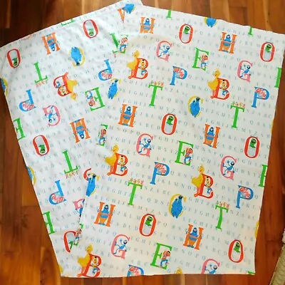 Sesame Street Muppets ABC Twin Sheet Flat Flannel Vintage JP Stevens Cotton USA • £14.45