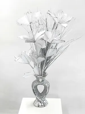 £19.99 • Buy Mosaic Vase And Flowers Diamond Silver Crystal Decorative Mirror Luxury Romany