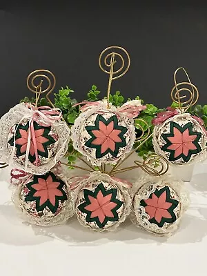 Quilted Fabric Handmade Starburst Christmas Ornament Multicolored • $50