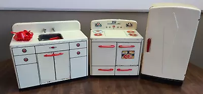 Vintage 1950's-60's Marx Metal Toy Kids Sink/stove/refrigerator Set~ Nice!! • $121