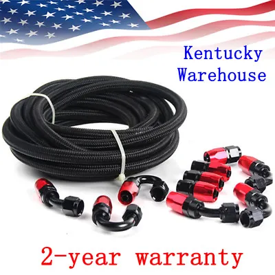 16FT Braided 3/8 Fuel Line -6 AN Oil/Gas/Fuel Hose Line AN6 Hose End Fitting Kit • $39.55