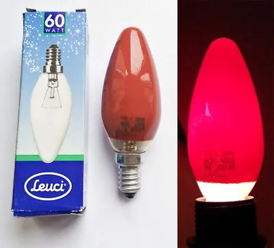 Leuci 60W 230V SES E14 Incandescent Red Coloured Candle Light Bulb • £8.43