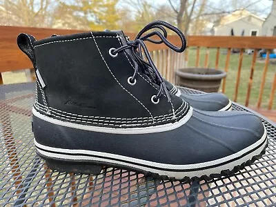 Eddie Bauer Hunt Pack Women's Waterproof Lined Duck Boots Black Leather Size 10 • $29.99