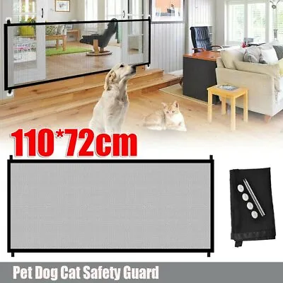 Mesh Magic Pet Dog Gate Portable Cat Stair Gate Baby Pet Safety Gate Dog Barrier • £8.94