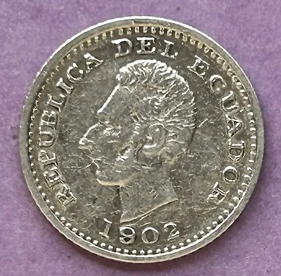 1902 Ecuador Half (1/2) Decimo Silver Coin • $10.99