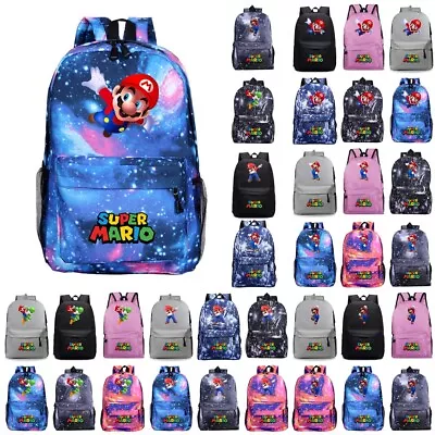 Super Mario Backpack School Bag Travel Rucksack Kid Shoulder Laptop Book Bag AU • $26.59