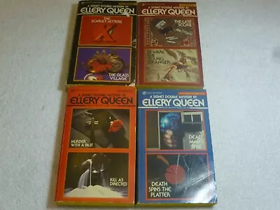 Lot Of 4 Ellery Queen Signet Double Mystery Thriller Paperback Books Vintage D12 • $12.99