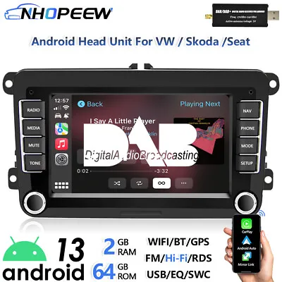 DAB+ 7  Android Car Stereo Carplay GPS For VW Golf MK5 6 Polo Passat Jetta Radio • £115.99