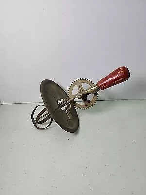 Vintage Child Mini Kitchen Egg Beater Hand Mixer Chippy Red Wood Handles • $8.18