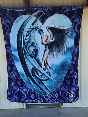 Anne Stokes Fairy Dragon Silverback Gothic Fantasy Queen Size Blanket Bedspread • $60.92