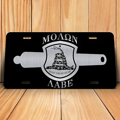 Molon Labe Gadsden Flag Crest License Plate Tag Front Aluminum 6 Inch By 12 Inch • $14.95